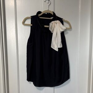 J. Crew Black Top with White Bow Detail